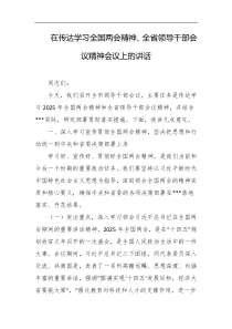 在传达学习全国两会精神全省领导干部会议精神会议上的讲话
