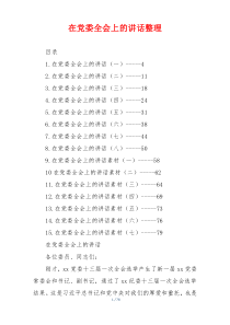 在党委全会上的讲话整理
