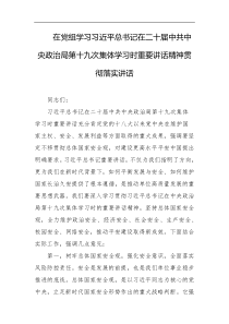 在党组学习习近平总书记在二十届中共中央政治局第十九次集体学习时重要讲话精神贯彻落实讲话