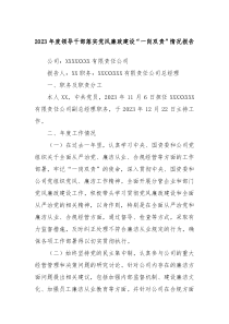 20XX年度领导干部落实党风廉政建设一岗双责情况报告