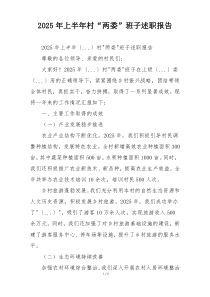 2025年上半年村“两委”班子述职报告