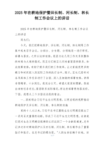 2025年在耕地保护暨田长制、河长制、林长制工作会议上的讲话