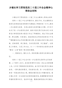 乡镇长学习贯彻党的二十届三中全会精神心得体会材料