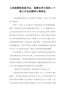人民检察院党组书记、检察长学习党的二十届三中全会精神心得体会