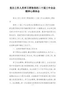 党办工作人员学习贯彻党的二十届三中全会精神心得体会