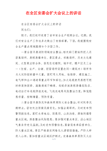 在全区安委会扩大会议上的讲话