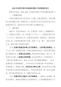 20XX年村党支部书记抓基层党建工作述职报告范文村党组织书记