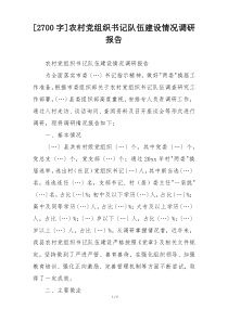 [2700字]农村党组织书记队伍建设情况调研报告