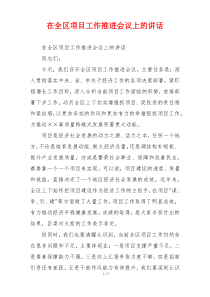 在全区项目工作推进会议上的讲话