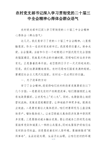 农村党支部书记深入学习贯彻党的二十届三中全会精神心得体会群众语气