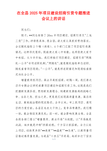 在全县2025年项目建设招商引资专题推进会议上的讲话