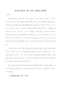 在20XX年驻村第一书记座谈会上的讲话