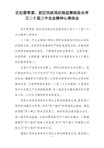 区纪委常委、驻区民政局纪检监察组组长学习二十届三中全会精神心得体会