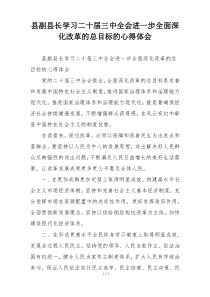 县副县长学习二十届三中全会进一步全面深化改革的总目标的心得体会