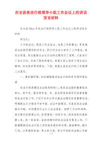 在全县依法行政领导小组工作会议上的讲话发言材料