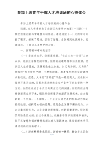 参加上级青年干部人才培训班的心得体会