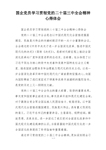 国企党员学习贯彻党的二十届三中全会精神心得体会