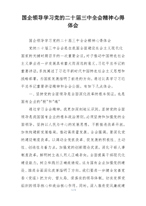 国企领导学习党的二十届三中全会精神心得体会