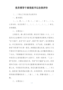 党员领导干部党组书记自我评价