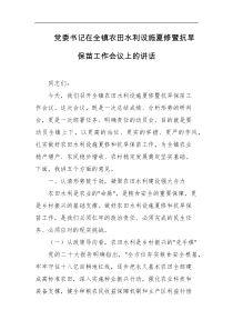 党委书记在全镇农田水利设施夏修暨抗旱保苗工作会议上的讲话