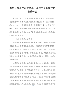 基层公务员学习贯彻二十届三中全会精神的心得体会