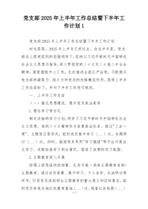 党支部2025年上半年工作总结暨下半年工作计划1