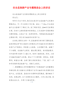 在全县旅游产业专题推进会上的讲话
