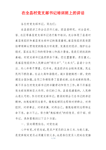 在全县村党支部书记培训班上的讲话