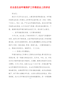 在全县生态环境保护工作推进会上的讲话