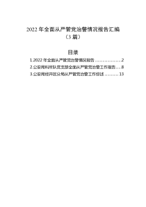 3篇20XX年全面从严管党治警情况报告汇编