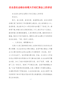 在全县社会综合治理大行动汇报会上的讲话