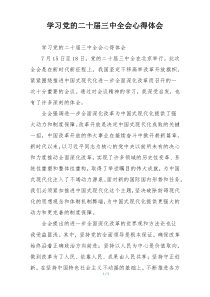 学习党的二十届三中全会心得体会