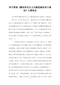 学习贯彻《整治形式主义为基层减负若干规定》心得体会