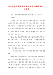 在全县第四季度耕地整改恢复工作推进会上的讲话