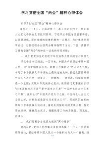 学习贯彻全国“两会”精神心得体会