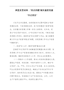 典型发言材料四点四题做实基层D建书记项目