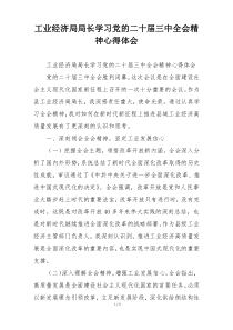 工业经济局局长学习党的二十届三中全会精神心得体会