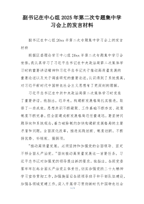 副书记在中心组2025年第二次专题集中学习会上的发言材料