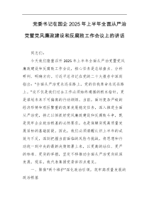 党委书记在国企2025年上半年全面从严治党暨党风廉政建设和反腐败工作会议上的讲话