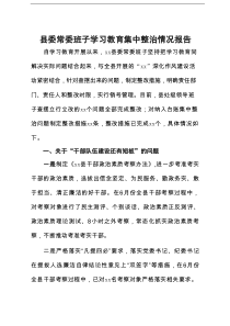 县委常委班子学习教育集中整治情况报告