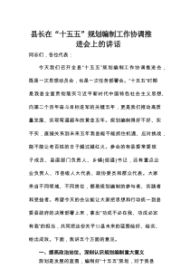 县长在“十五五”规划编制工作协调推进会上的讲话