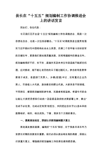 县长在“十五五”规划编制工作协调推进会上的讲话发言