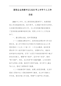 国有企业党委书记2025年上半年个人工作总结