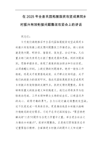 在2025年全县巩固拓展脱贫攻坚成果同乡村振兴有效衔接问题整改攻坚会上的讲话