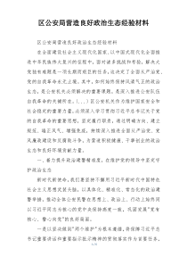 区公安局营造良好政治生态经验材料