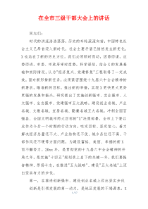 在全市三级干部大会上的讲话