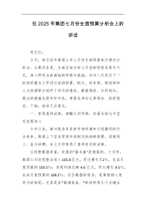 在2025年集团七月份全面预算分析会上的讲话