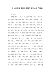 区长在环保督查问题整改推进会上的讲话