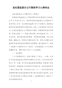 省纪委监委办公厅跟班学习心得体会