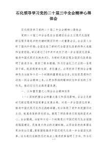 石化领导学习党的二十届三中全会精神心得体会